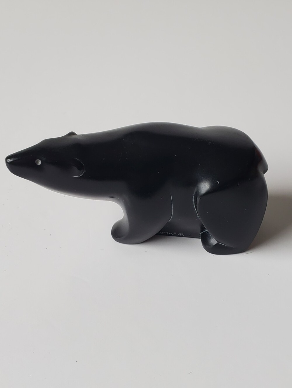 Vintage BOMA Canada Black Polar Bear Sculpture Figurine Signed Canadiana